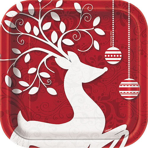 Noel Christmas Holiday Party 7" Square Dessert Plates